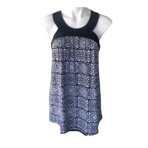 INC NWT $49 Sleeveless Black & White Tile Print Top, Crossback Women's Size S